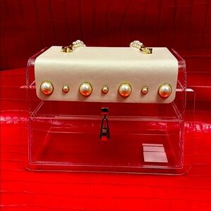 Elegant Cream Pearl-Embellished Women's Bag